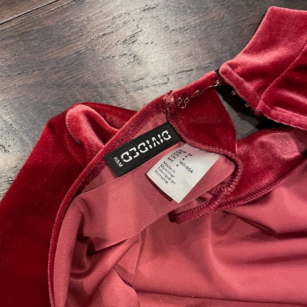 H&M Raspberry Velvet Bodycon Dress | Size 4 - Picture 4 of 5